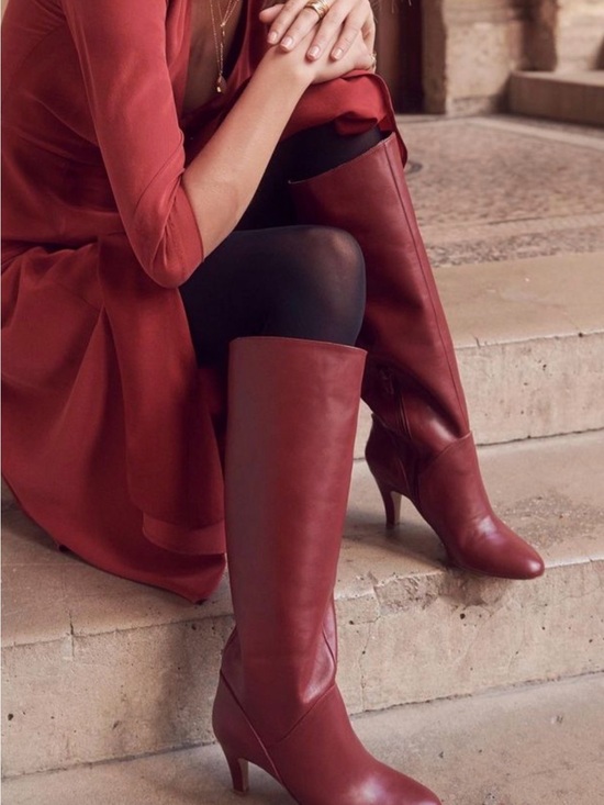Sezane Shoes - Sezane Sienne Dalia Leather Knee-High Heeled Boots
